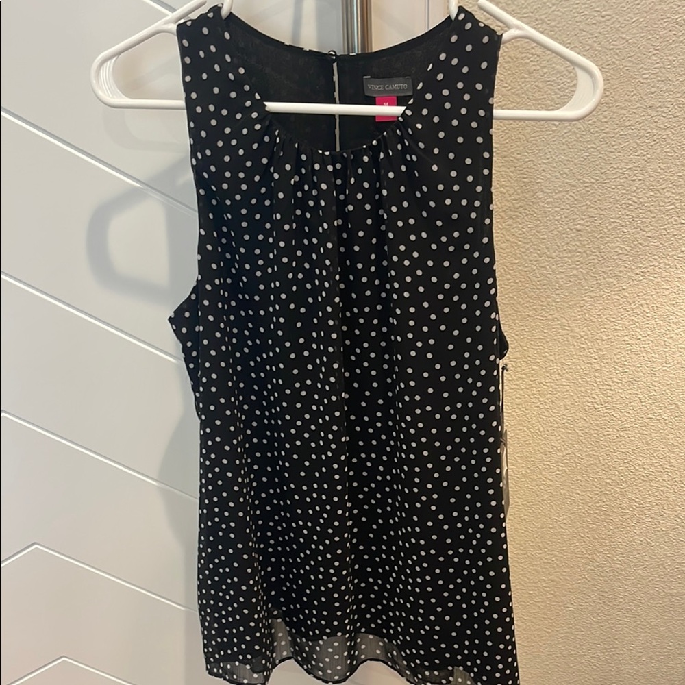 Vince Camuto Black Pleated Sleeveless Tank Top